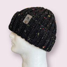 Load image into Gallery viewer, Black Sprinkles Chunky Knit Beanie
