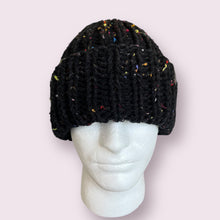 Load image into Gallery viewer, Black Sprinkles Chunky Knit Beanie
