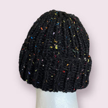 Load image into Gallery viewer, Black Sprinkles Chunky Knit Beanie
