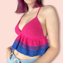 Load image into Gallery viewer, Bi Pride Ruffle Top small
